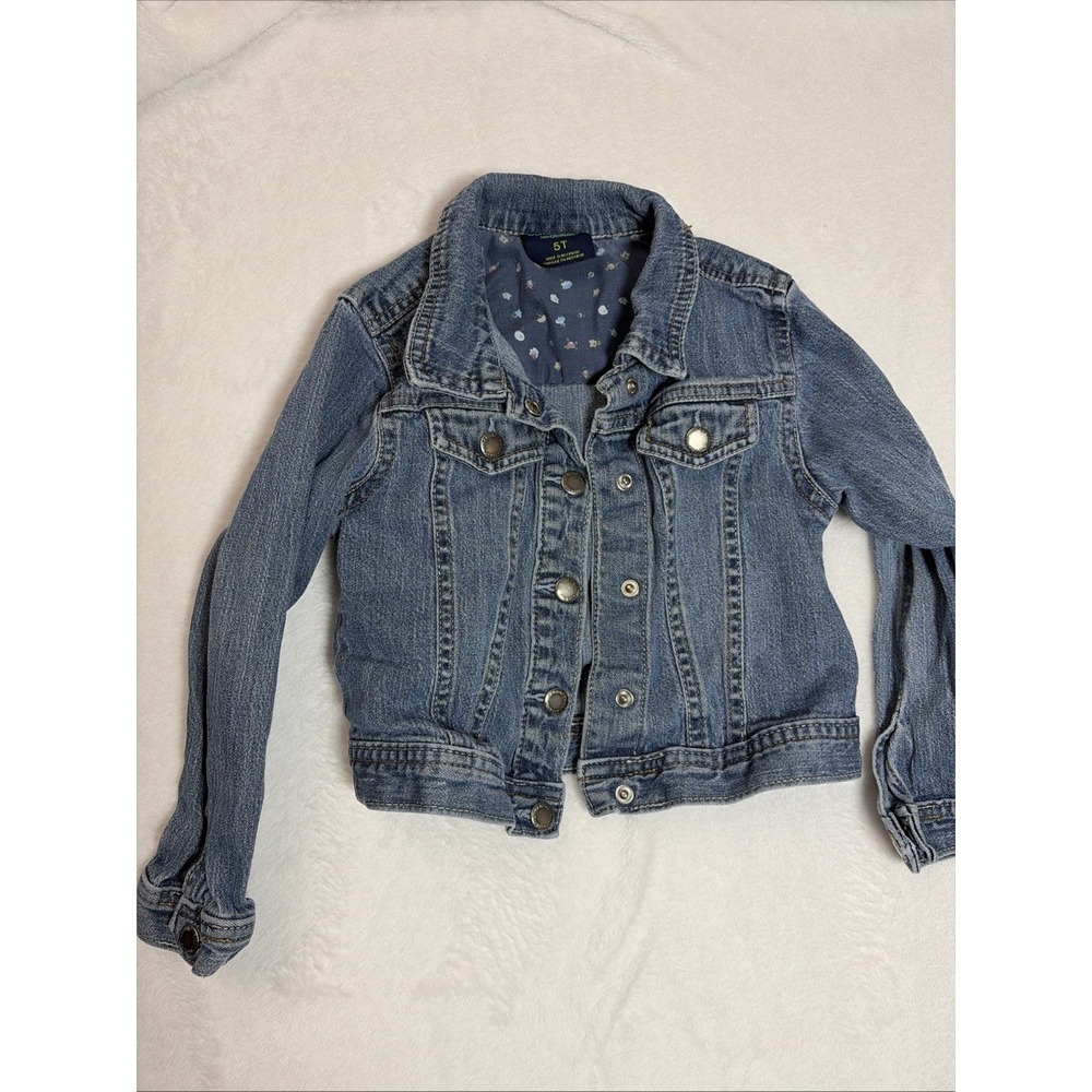 Genuine Kids Osh Kosh Blue Girls' 5T Toddler Snap Button Denim Jacket